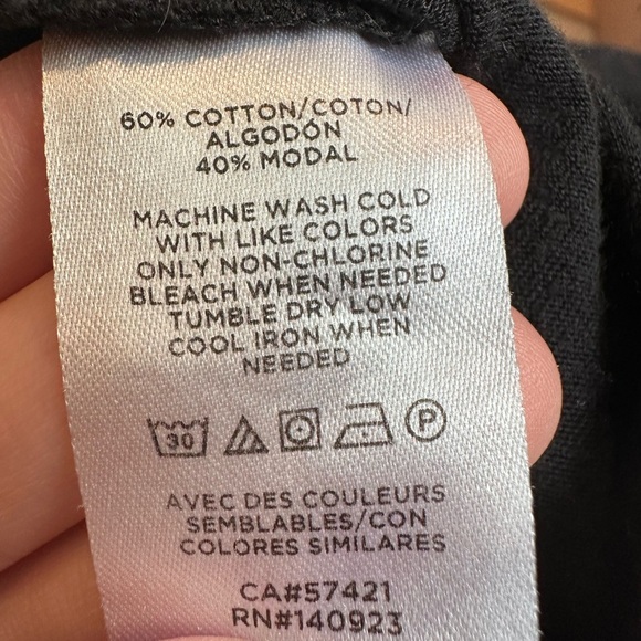 Loft Black Round Neck Flutter Sleeve Cotton Blend Top Small - Picture 4 of 5